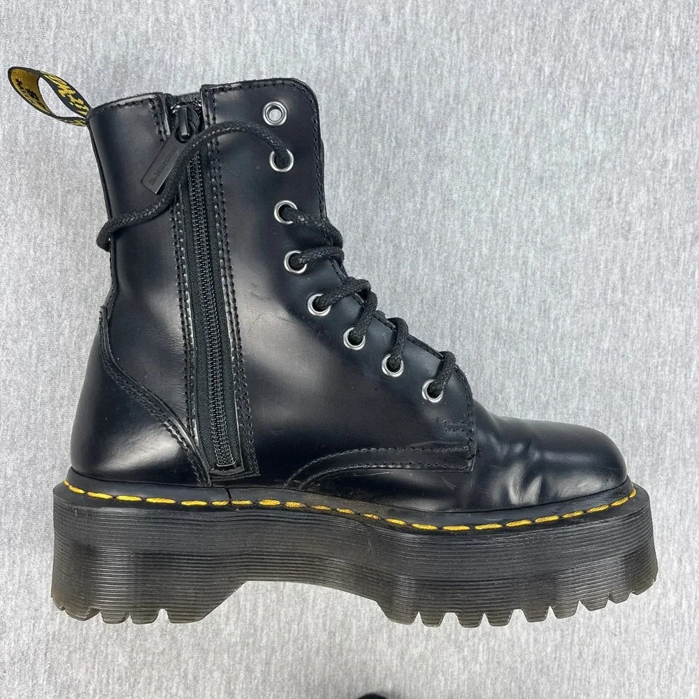Dr. Martens Jadon Platform Boots Mens US 5 (UK 4) Black Smooth Leather Zip Docs